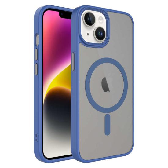 iPhone Uyumlu 14 Plus Kılıf Mat Arka Yüzey Wireless Şarj Özellikli Zore Flet M-safe Kapak