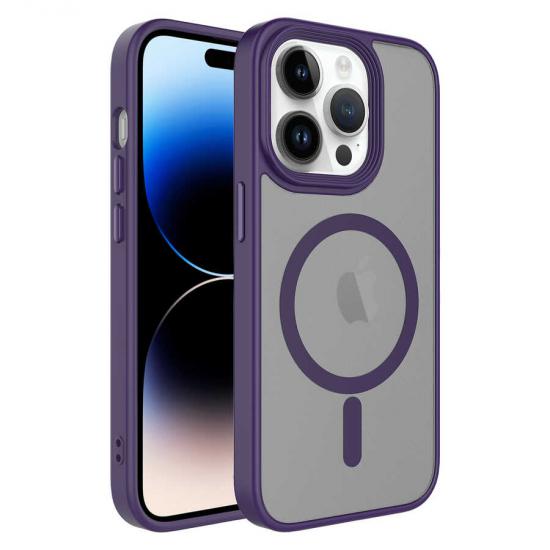 iPhone Uyumlu 14 Pro Max Kılıf Mat Arka Yüzey Wireless Şarj Özellikli Zore Flet M-safe Kapak