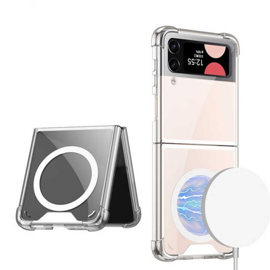 Galaxy Uyumlu Z Flip 3 Kılıf Wireless Şarj Özellikli Airbagli Zore Kıpta Anti Shock M-safe Kapak