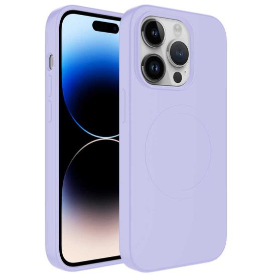 iPhone Uyumlu 13 Pro Kılıf M-safe Wireless Şarj Özellikli Pastel Renk Silikon Zore Plas Kapak