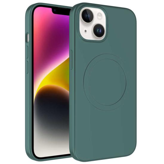 iPhone Uyumlu 14 Plus Kılıf M-safe Wireless Şarj Özellikli Pastel Renk Silikon Zore Plas Kapak