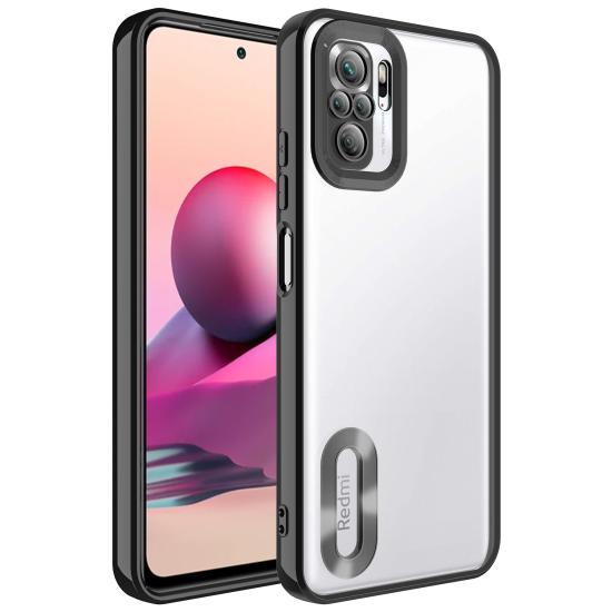 Xiaomi Uyumlu  Redmi Note 10S Kılıf Kamera Korumalı Logo Gösteren Zore Omega Kapak