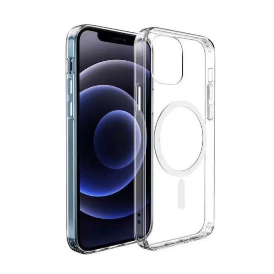 iPhone Uyumlu 12 Kılıf M-safe Şarj Özellikli Şeffaf Sert PC Zore Embos Kapak