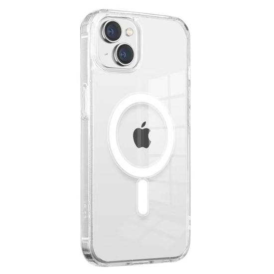iPhone Uyumlu 14 Plus Kılıf M-safe Şarj Özellikli Şeffaf Sert PC Zore Embos Kapak