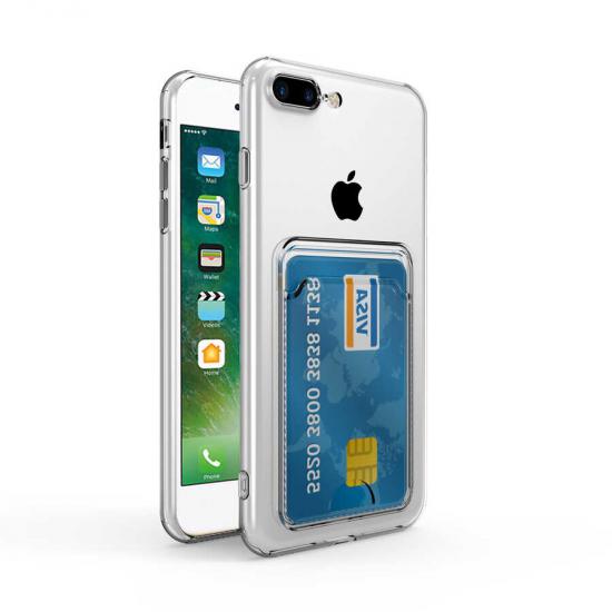 iPhone Uyumlu 8 Kılıf Kartlıklı Şeffaf Zore Setra Clear Silikon Kapak