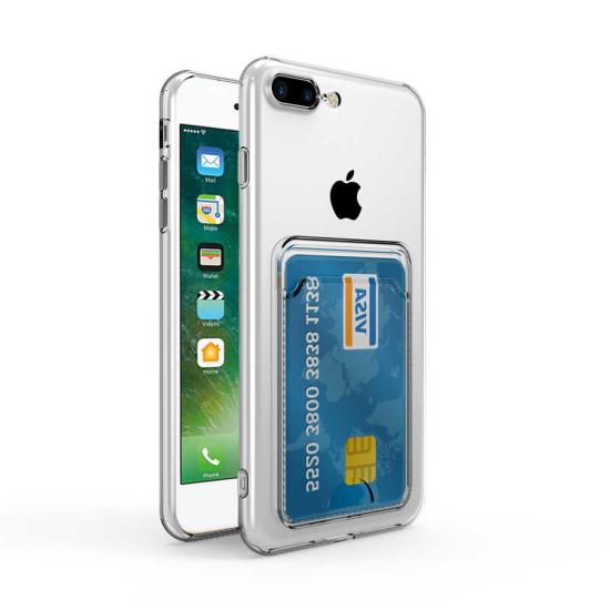 iPhone Uyumlu 8 Kılıf Kartlıklı Şeffaf Zore Setra Clear Silikon Kapak