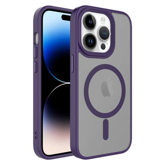 iPhone Uyumlu 13 Pro Kılıf Mat Arka Yüzey Wireless Şarj Özellikli Zore Flet M-safe Kapak