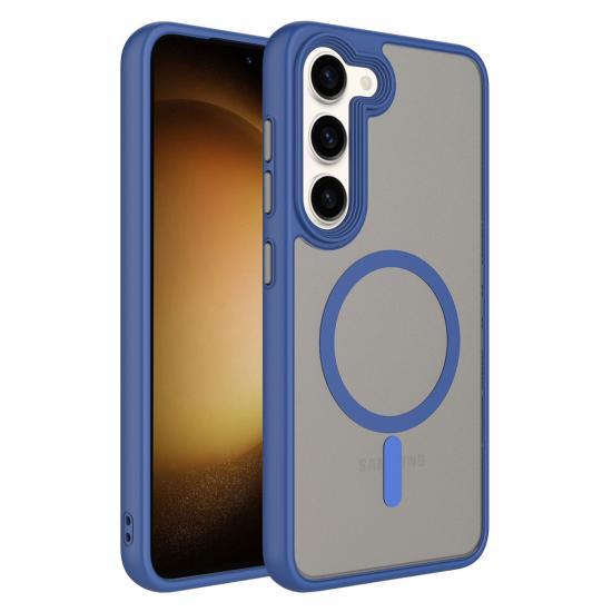 Galaxy Uyumlu S23 Kılıf Mat Arka Yüzey Wireless Şarj Özellikli Zore Flet M-safe Kapak