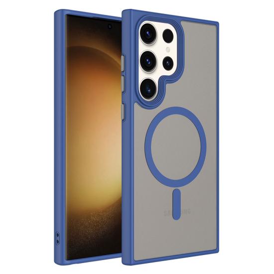 Galaxy Uyumlu S23 Ultra Kılıf Mat Arka Yüzey Wireless Şarj Özellikli Zore Flet M-safe Kapak