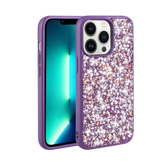 iPhone Uyumlu 13 Pro Kılıf Parlak Taşlı Tasarım Zore Linea Kapak