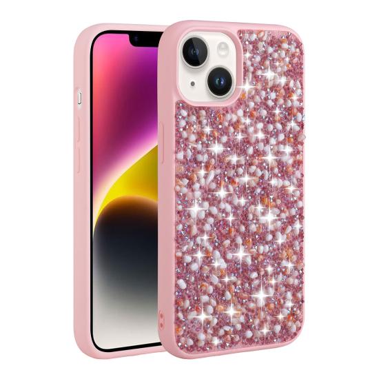 iPhone Uyumlu 14 Plus Kılıf Parlak Taşlı Tasarım Zore Linea Kapak