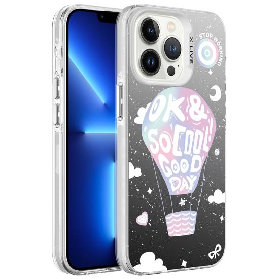 iPhone Uyumlu 13 Pro Kılıf Desenli Zore Silver Sert Kapak