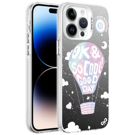 iPhone Uyumlu 14 Pro Max Kılıf Desenli Zore Silver Sert Kapak