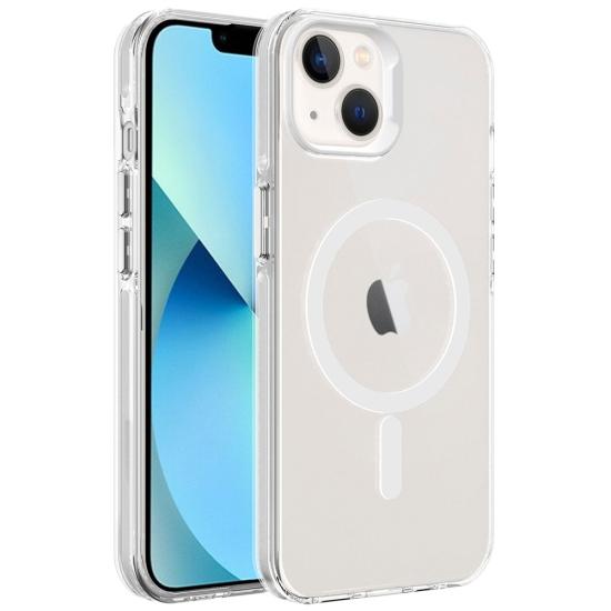 iPhone Uyumlu 14 Kılıf Zore M-safe Şarj Özellikli Buzlu Transparan C-Pro Sert Kapak