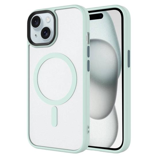 iPhone Uyumlu 15 Kılıf Mat Arka Yüzey Wireless Şarj Özellikli Zore Flet M-safe Kapak