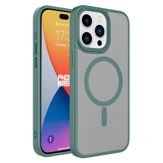 iPhone Uyumlu 15 Pro Kılıf Mat Arka Yüzey Wireless Şarj Özellikli Zore Flet M-safe Kapak
