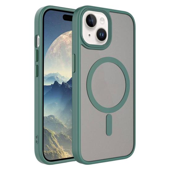 iPhone Uyumlu 15 Plus Kılıf Mat Arka Yüzey Wireless Şarj Özellikli Zore Flet M-safe Kapak
