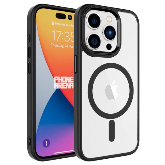 iPhone Uyumlu 15 Pro Max Kılıf Wireless Şarj Özellikli Zore Krom M-safe Silikon Kapak