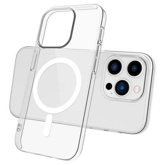 iPhone Uyumlu 15 Pro Kılıf Zore M-safe Şarj Özellikli Şeffaf Tek Kamera Çerçeveli Porto Kapak