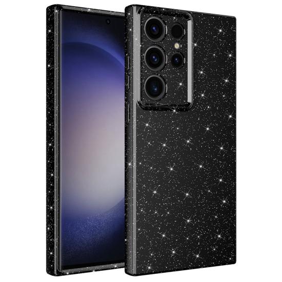 Galaxy Uyumlu S23 Ultra Kılıf Kamera Korumalı Simli Lüks Zore Koton Kapak