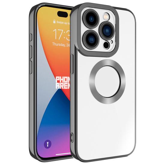 iPhone Uyumlu 15 Pro Max Kılıf Kamera Korumalı Logo Gösteren Zore Omega Kapak