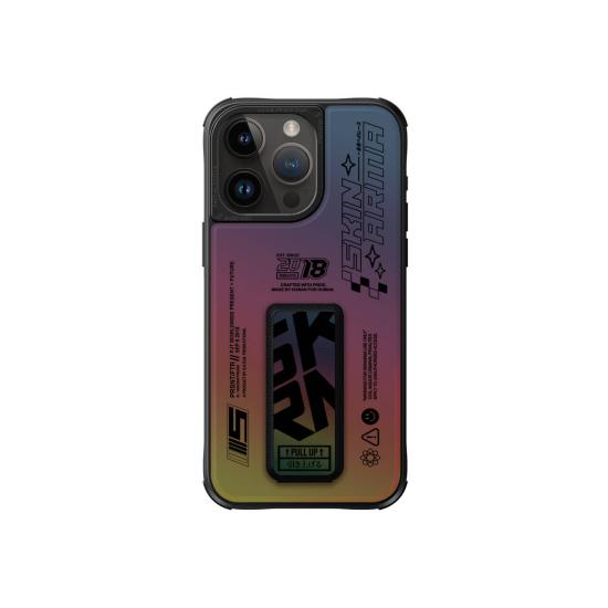 iPhone Uyumlu 15 Pro Max Kılıf SkinArma Holografik Tasarımlı Standlı Deri Görünümlü Kira Kobai Kapak
