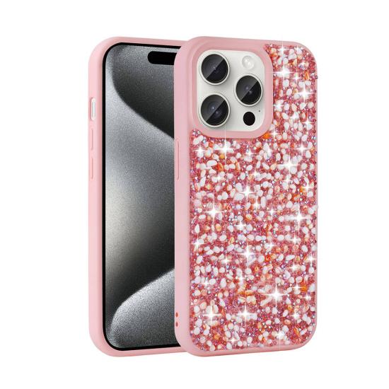 iPhone Uyumlu 15 Pro Max Kılıf Parlak Taşlı Tasarım Zore Linea Diamond Kapak