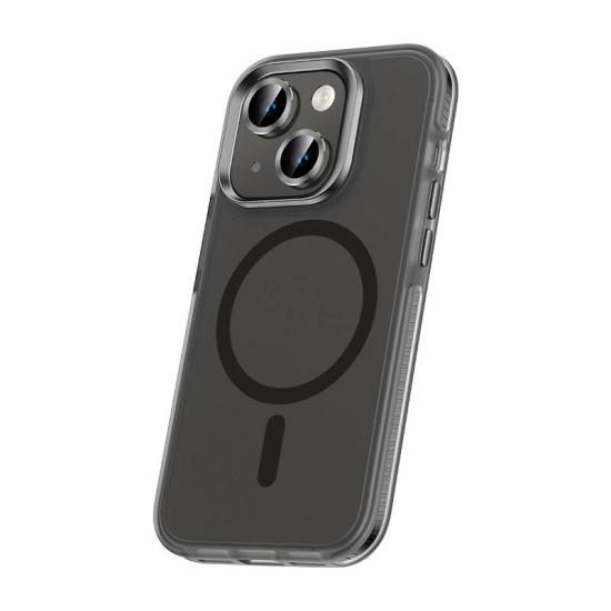 iPhone Uyumlu 15 Plus Kılıf Airbagli M-safe Wireless Şarj Özellikli Lens Koruyuculu Zore Klaptika Kapak