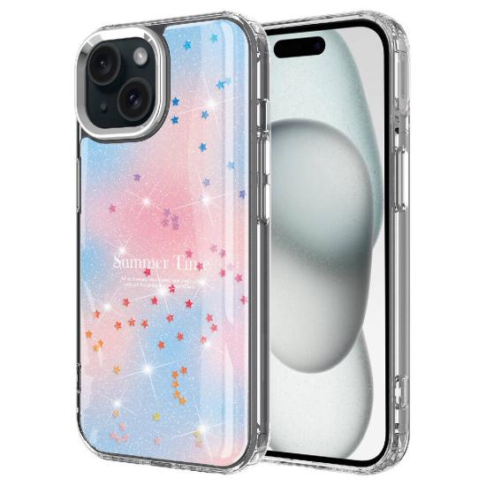 iPhone Uyumlu 14 Kılıf Simli Desenli Parlak Zore Task Kapak