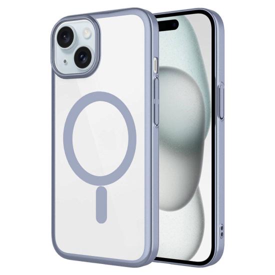 iPhone Uyumlu 15 Plus Kılıf Wireless Şarj Özellikli Sert PC Zore Mat Riksos M-safe Kapak