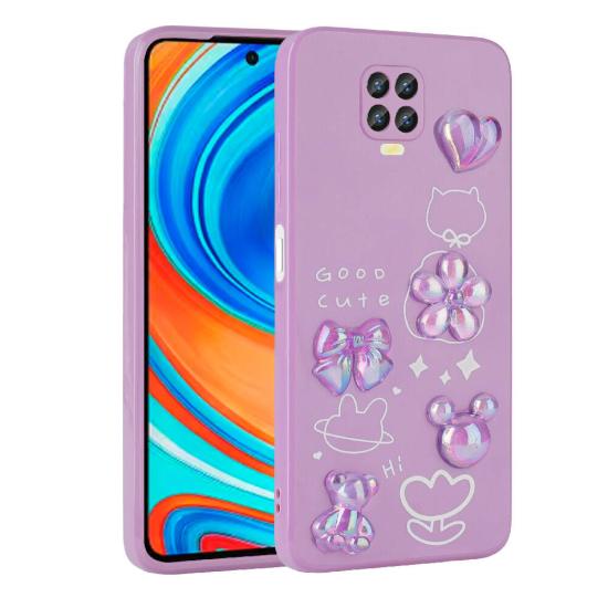 Xiaomi Uyumlu  Redmi Note 9 Pro Kılıf Kabartma Figürlü Parlak Zore Toys Silikon Kapak