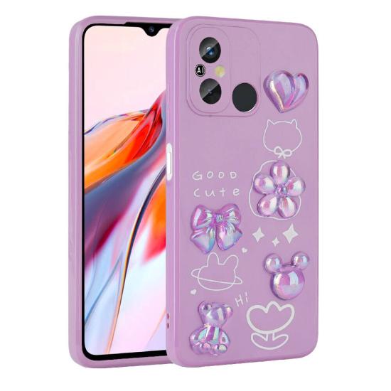 Xiaomi Uyumlu  Redmi 12C Kılıf Kabartma Figürlü Parlak Zore Toys Silikon Kapak