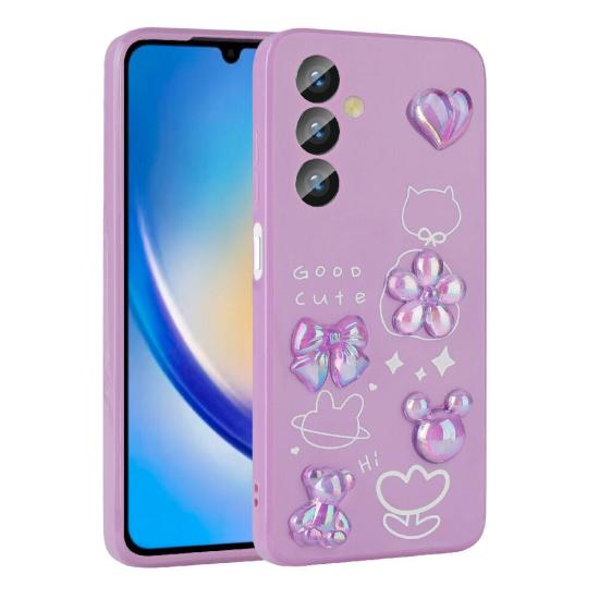 Galaxy Uyumlu A34 Kılıf Kabartma Figürlü Parlak Zore Toys Silikon Kapak