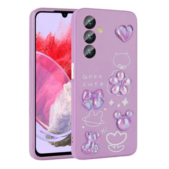 Galaxy Uyumlu M34 5G Kılıf Kabartma Figürlü Parlak Zore Toys Silikon Kapak