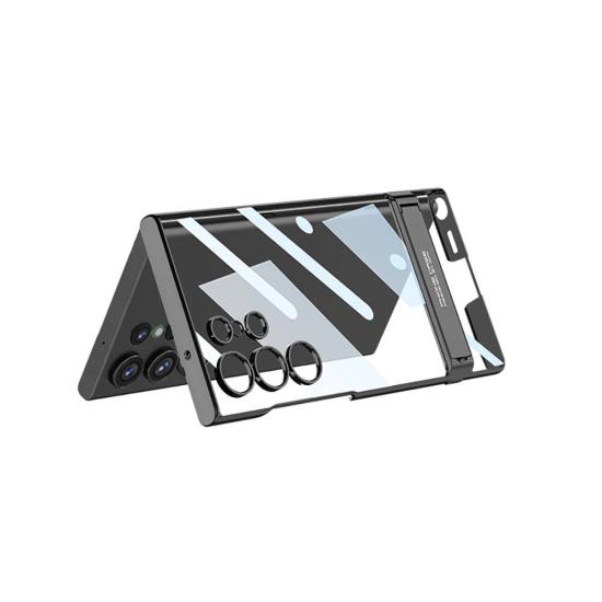 Galaxy Uyumlu S24 Ultra Kılıf Zore Kamera Korumalı Şeffaf Dikey Standlı Ays Kapak