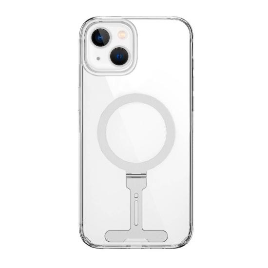 iPhone Uyumlu 15 Kılıf Wiwu FYY-014 Magsafe Şarj Özellikli Alüminyum Alaşım Metal Standlı Şeffaf Kapak