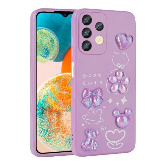 Galaxy Uyumlu A32 4G Kılıf Kabartma Figürlü Parlak Zore Toys Silikon Kapak