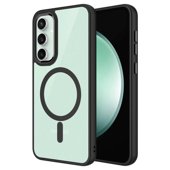 Galaxy Uyumlu S23 FE Kılıf Wireless Şarj Özellikli Zore Krom M-safe Silikon Kapak
