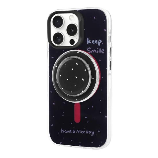 iPhone Uyumlu 15 Pro Kılıf M-safe Şarj Özellikli Tak-Çıkar Pop Soketli Zore Tiktok Kapak