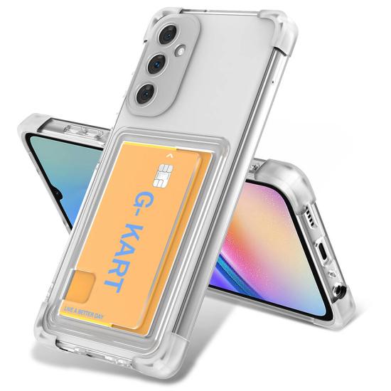 Galaxy Uyumlu A25 Kılıf Airbag Tasarımlı Şeffaf Kartlıklı Zore G-Kart Kapak