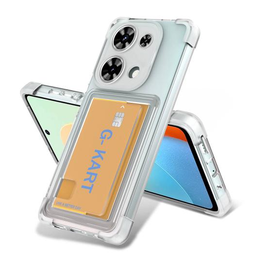 Xiaomi Uyumlu  Redmi Note 13 Pro 4G Kılıf Airbag Tasarımlı Şeffaf Kartlıklı Zore G-Kart Kapak