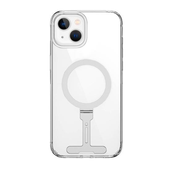 iPhone Uyumlu 15 Plus Kılıf Wiwu FYY-014 Magsafe Şarj Özellikli Alüminyum Alaşım Metal Standlı Şeffaf Kapak