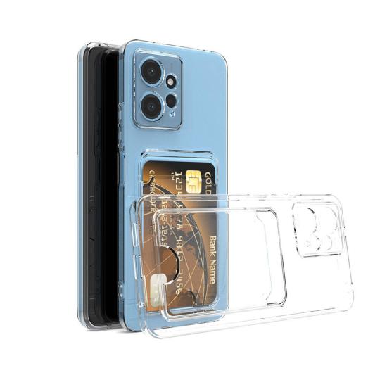 Xiaomi Uyumlu  Redmi Note 12 5G Kılıf Kartlıklı Şeffaf Zore Setra Clear Silikon Kapak