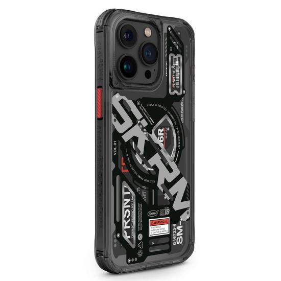 iPhone Uyumlu 15 Pro Max Kılıf M-safe Şarj Özellikli Katmanlı Makine Temalı SkinArma Ekho Kapak