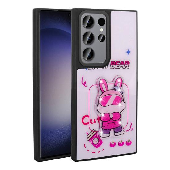 Galaxy Uyumlu S23 Ultra Kılıf Parlayan Kabartmalı İkonik Figürlü Zore Amas Silikon Kapak