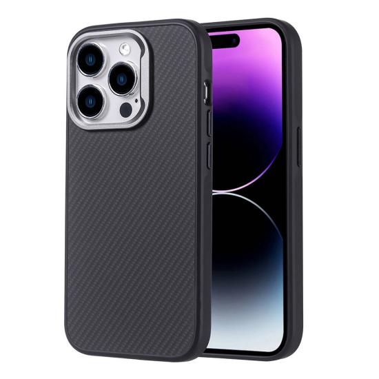 iPhone Uyumlu 15 Pro Kılıf M-safe Şarj Özellikli Karbon Fiber Görünümlü Zore Troy Kapak