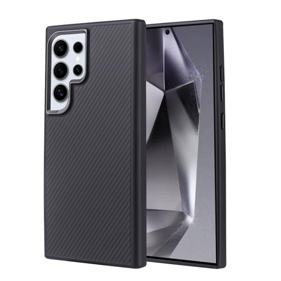 Galaxy Uyumlu S24 Ultra Kılıf M-safe Şarj Özellikli Karbon Fiber Görünümlü Zore Troy Kapak