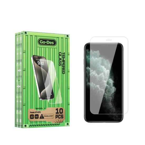 iPhone Uyumlu 11 Pro Max Go Des Parmak İzi Bırakmayan 9H Oleofobik Bom Glass Ekran Koruyucu 10’lu Paket