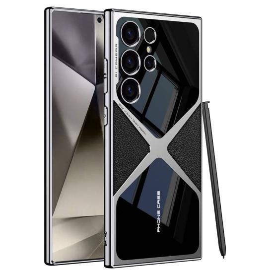 Galaxy Uyumlu S24 Ultra Kılıf Ultra İnce Kamera Korumalı PC + Deri Arka Yüzey Zore X-Pro Kapak