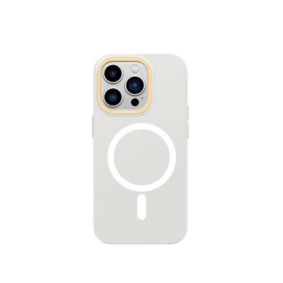 iPhone Uyumlu 14 Pro Max Kılıf Magsafe Şarj Özellikli Metal Kamera Çerçeveli Recci Glaze Serisi Kapak